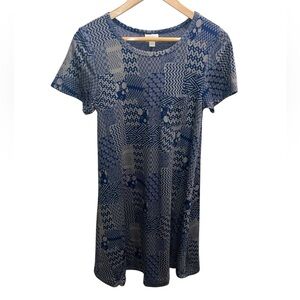 LuLaRoe Carly Dress Blue Geometric Print XXS Swing Tunic